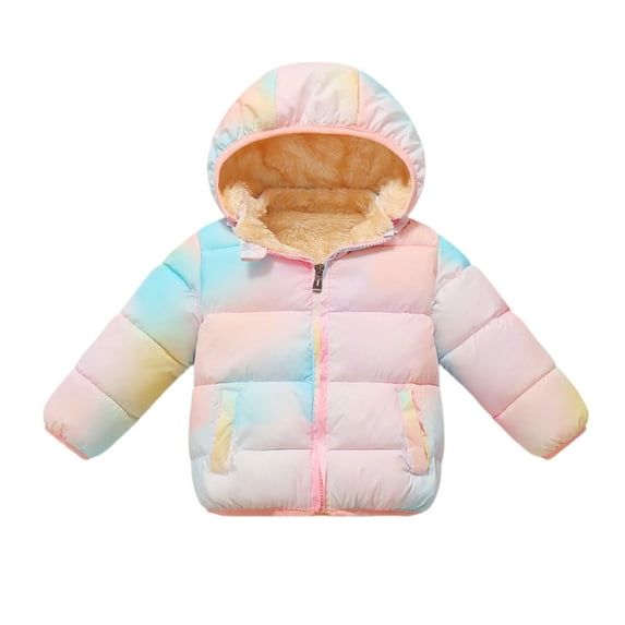 LTTVQM Children's Fashion Winter Fleece Coats Solid Color Lightweight Down Jacket with Hood Zip Up Quilted Puffer Jackets Multicolor 2-3 Years