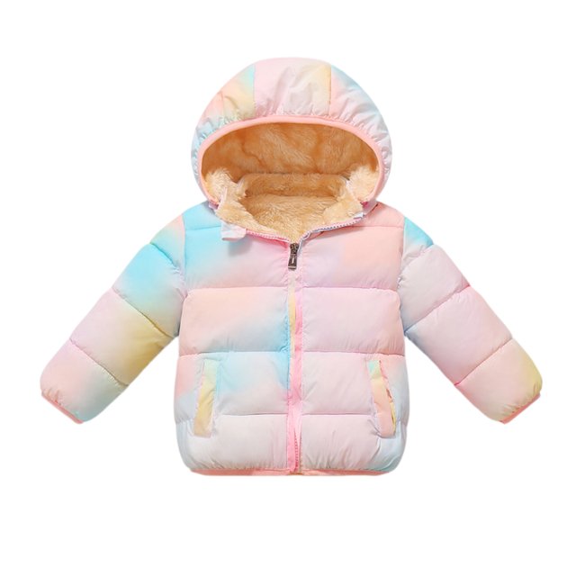 LTTVQM Children's Fashion Winter Fleece Coats Solid Color Lightweight Down Jacket with Hood Zip Up Quilted Puffer Jackets Multicolor 2-3 Years