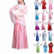 LTTVQM Chinese Hanfu Dress for Girls 7-8 Traditional Outfit with Midi Skirt Halloween Cosplay Fancy Dress Japanese Kimono Festival Cosplay Performance Outfit Pink 7-8 Years