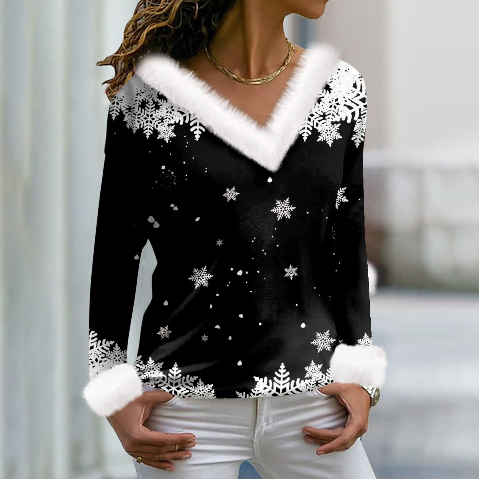 LTTVQM Christmas Blouses for Women Dressy Casual Long Sleeve Plus Size Blouses For Christmas