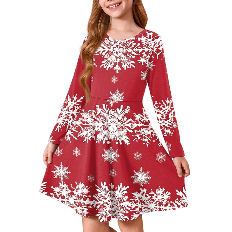 LTTVQM Christmas Dresses for Girls 9-10 Christmas Graphic Happy Long Sleeve Xmas  Dress Soft Crewneck Church Dresses Trendy Blouses Red 9-10 Years -  Walmart.com