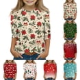 thumbnail image 1 of LTTVQM Christmas Shirts for Girls Holiday Party Tops Funny Xmas Printed Tshirts 3/4 Length Sleeve Workout Loose Fit Trendy Blouses 4-11 Years, 1 of 5