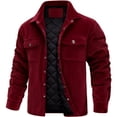 thumbnail image 1 of LTTVQM Corduroy Jacket for Men Heavyweight Big and Tall Padded Quilted Lined Jacket Snap Button Lapel Thick Coat Winter Thermal Outerwear Wine L, 1 of 4
