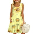 thumbnail image 1 of LTTVQM Dresses Toddlers Girls Summer Sleeveless Sundress Comfy Floral Print Tank Dresses Trendy Round Neck Midi Dress with Pocket Light Yellow 9-10, 1 of 7