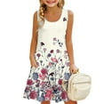 thumbnail image 1 of LTTVQM Dresses for Girls 2025 4-5 Summer Floral Graphic Sundress Loose Fit Sleeveless Tank Dress Basic Round Neck Midi Dress with Pockets White 4-5, 1 of 7
