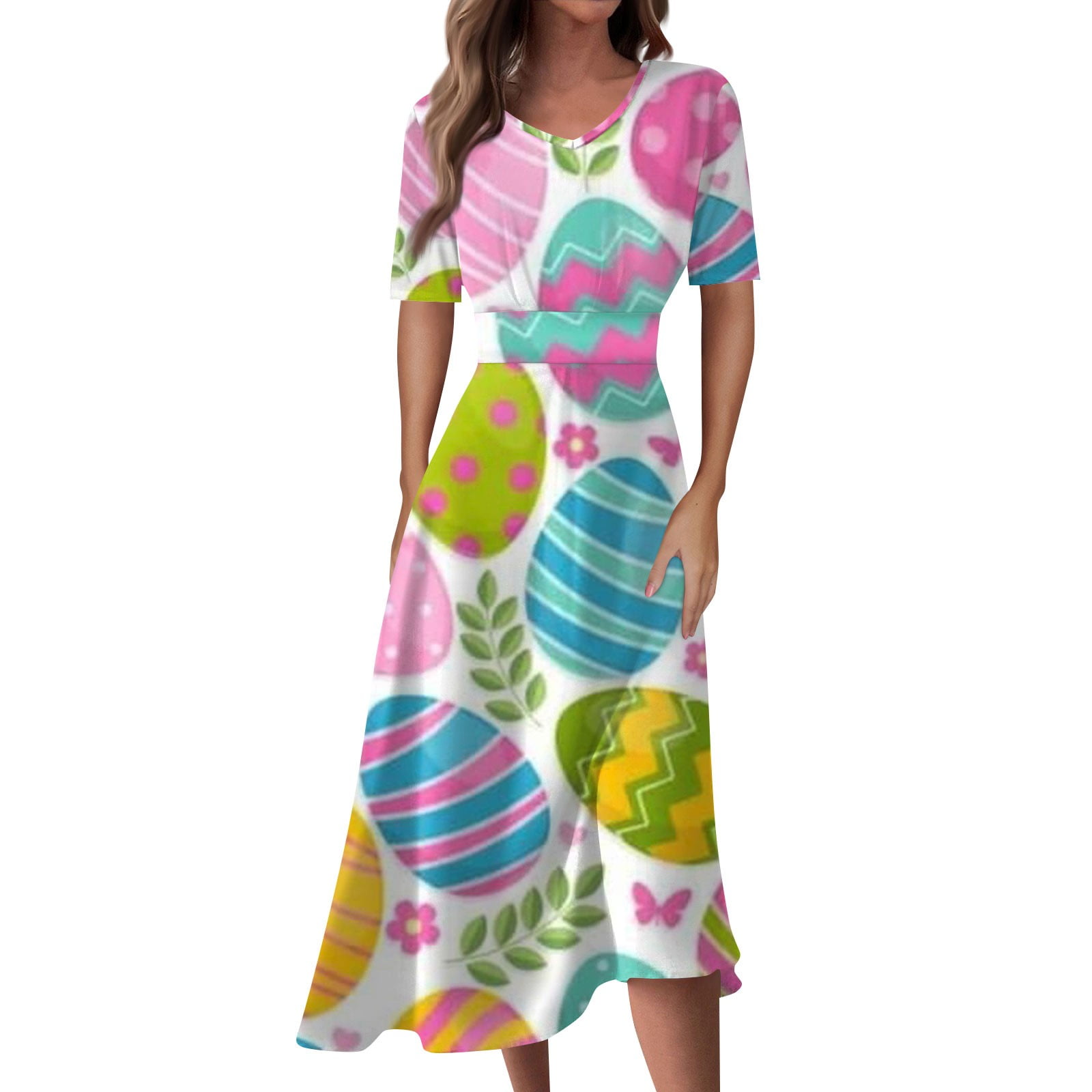 LTTVQM Easter Dresses for Women Church 2025 Bunny Egg Print Cute ...