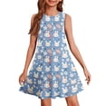 thumbnail image 1 of LTTVQM Easter Dresses for Girls 2026 Egg Rabbit Print Funny Sleeveless Sundress Comfy Crew Neck Midi Dress Holiday A-Line Dresses Blue 9-10 Years, 1 of 5