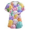 thumbnail image 1 of LTTVQM Easter Scrub Tops Women 2026 Plus Size Bunny Eggs Graphic Funny Short Sleeve Shirts Casual V-Neck Vacation Clothes with Pockets Pink L, 1 of 5