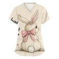 thumbnail image 1 of LTTVQM Easter Scrub Tops for Women 2026 Bunny Eggs Graphic Cute Short Sleeve Clothes Loose Fit V-Neck Trendy Scrub Tops with Pockets Beige L, 1 of 5
