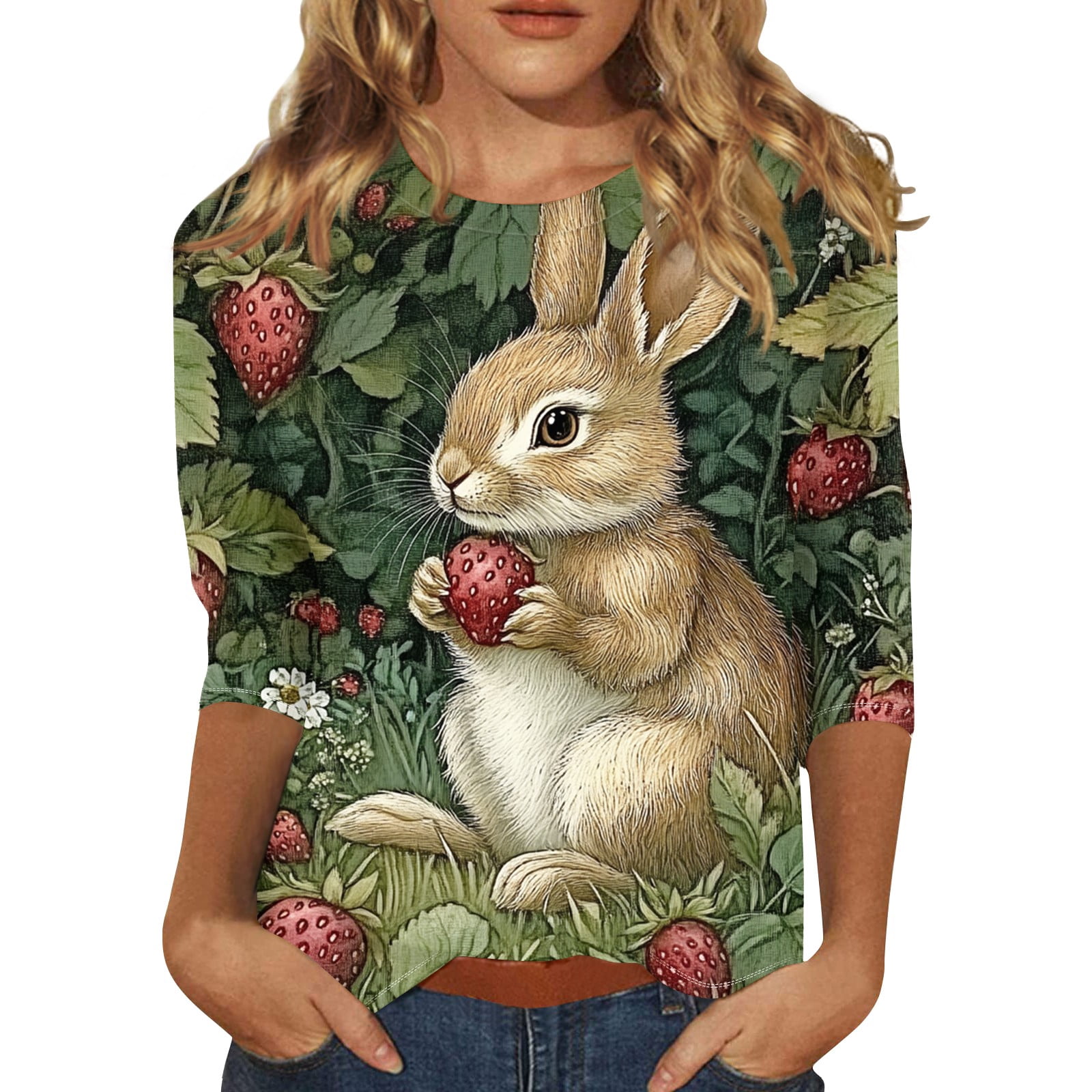LTTVQM Easter Shirt for Women Plus Size Cute Bunny Rabbit Top Comfort 3 ...