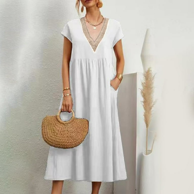 ワンピース Lace-Trimmed Pleated LongDress Lace-Trimmed Pleated Long Dress