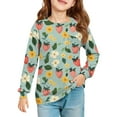 thumbnail image 1 of LTTVQM Fall Shirts for Kids Girls 7-8 Long Sleeve Cute Floral & Fruits Graphic T-Shirts with Pocket Casual Crew Neck Blouses Fashion Outfit Green 7-8 Years, 1 of 4