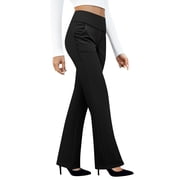 LTTVQM Flare Yoga Pants with Pockets for Women Bootcut Dress Pants Stretchy Business Casual Work Pant High Waisted 2026 Trousers Black L