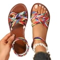 thumbnail image 1 of LTTVQM Flat Sandals for Women Platform Slip-On Open Toe Ankle Strap Boho Beach Orthopedic Sandals Arch Support Soft Walking Shoes Multicolor 39(US-7.5), 1 of 5