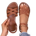 thumbnail image 1 of LTTVQM Flat Sandals for Women Platform Slip on Open-Toe Adjustable Strap Boho Beach Orthopedic Sandals Arch Support Lounge Walking Shoes Light Brown 42(US-9), 1 of 5