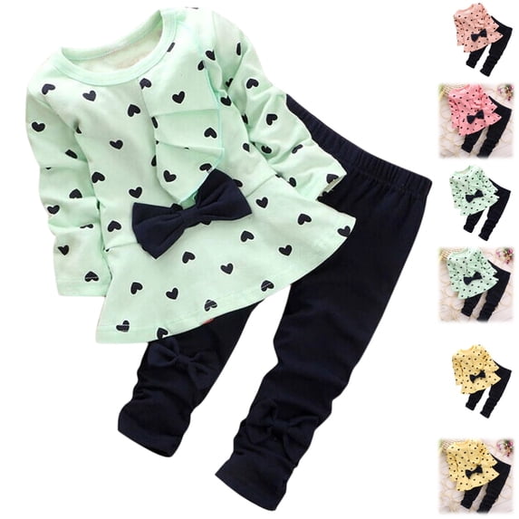 LTTVQM Girl Clothes Fall Winter Cute Toddler Girls Outfits 3M-3T | Long Sleeve Tops And Pants Set,Toddler Girls Sweet Birthday Gifts,Cute Ruffle Bow Daily Holidays Clothting Set