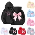 thumbnail image 1 of LTTVQM Girl Hoodies Long Sleeve Preppy Bows Print Hooded Sweatshirts Fall Winter Loose Comfort Shirts with Pocket Black 3-14 Years, 1 of 6