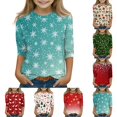 thumbnail image 1 of LTTVQM Girls 3/4 Sleeve Tops for Girls Christmas 2026 Fall Winter Fashion Boat Crew Neck Trendy Work Dressy Casual T Shirt Blouses 4-11 Years, 1 of 5
