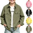 thumbnail image 1 of LTTVQM Girls Boys Button Down Shirt Casual Long Sleeve Collared Comfortable School Uniform Shirts with 2 Pockets Fashion Basic Classic Relaxed Fit Blouse Dark Green 9-10 Year, 1 of 6