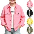 thumbnail image 1 of LTTVQM Girls Boys Button Down Shirt Casual Long Sleeve Collared Comfortable School Uniform Shirts with 2 Pockets Fashion Basic Classic Relaxed Fit Blouse Pink 10-11 Year, 1 of 6
