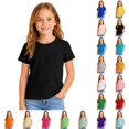thumbnail image 1 of LTTVQM Girls Boys T Shirts Casual Basic Short Sleeve Lightweight Comfortable School Uniform Cotton Crewneck Classic Fit Tees Black 11-12 Year, 1 of 6