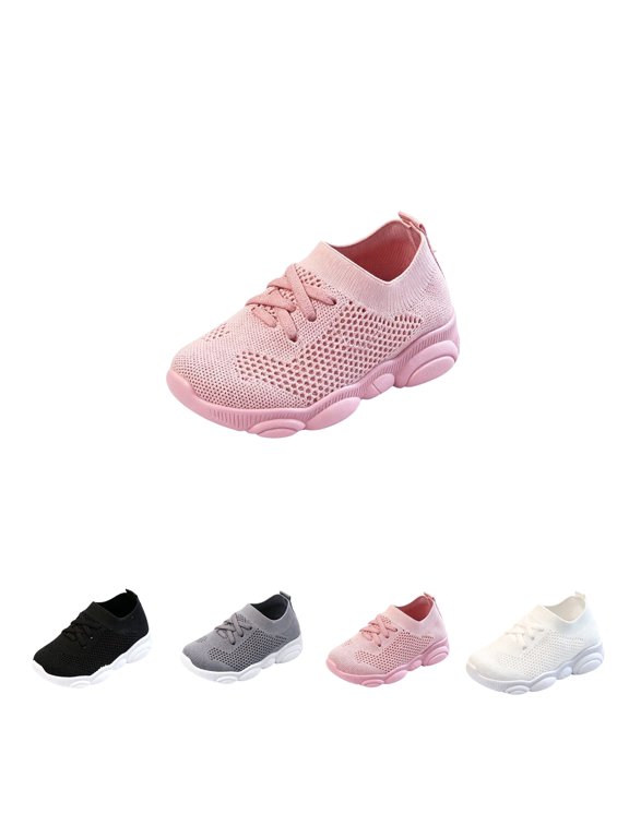 Girls Boys Walking Shoes Mesh Knit Breathable Orthopedic Lace-Up Wide Width Barefoot Shoes Rubber Sole Outdoor Slip On Casual Tennis Sneakers with Arch Support