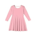 thumbnail image 1 of LTTVQM Girls Casual Dresses 11-12 Summer Solid Color Long Sleeve Midi Dress Cute Round Neck Sundress Comfy Church Dress Pink, 1 of 5