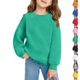 thumbnail image 1 of LTTVQM Girls Crewneck Sweatshirts Long Sleeve Solid Color Casual Lightweight Fleece Pullover Soft Fall Fashion Hoodies 1-12 Years, 1 of 4