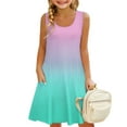 thumbnail image 1 of LTTVQM Girls Dress 5-6 Summer Gradient Sundress Loose Fit Sleeveless Tank Dresses Fashion Crew Neck Cover Up Dress with Pockets Pink 5-6, 1 of 7