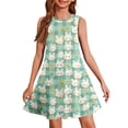 thumbnail image 1 of LTTVQM Girls Easter Dress Bunny Egg Print Happy Sleeveless Sundress Casual Crewneck Midi Dresses Fashion Church Dresses Light Green 9-10 Years, 1 of 5