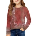thumbnail image 1 of LTTVQM Girls Fall Shirts 7-8 Long Sleeve Casual Vintage Floral Print Tunic Tops Basic Round Neck Blouse Holiday T-Shirts Wine 7-8 Years, 1 of 4