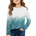 thumbnail image 1 of LTTVQM Girls Fall Shirts Size 3-4 Long Sleeve Casual Tie Dye Print Tunic Tops Basic Round Neck Blouse Comfy T-Shirts Blue 3-4 Years, 1 of 4