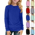 thumbnail image 1 of LTTVQM Girls Long Sleeve Shirts Crew Neck T-Shirt for Girls Basic Lightweight Fashion Comfort Soft All-Match School Outfit 4-11 Years, 1 of 9