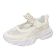 thumbnail image 1 of LTTVQM Girls Mary Jane Sneakers Mesh Upper Hook and Loop Non-Skid Cushioned Quick-Dry Lightweight Comfortable Sneakers Daily Wear Running Walking Holiday Dress Shoes Beige 3 Big Kids, 1 of 5