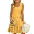 thumbnail image 1 of LTTVQM Girls Sundresses Size 5-6 Spring Floral Print Sleeveless Sundresses Loose Fit Crew Neck Tank Dress Fashion Cover Up Dresses with Pocket Yellow 5-6, 1 of 7