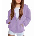 thumbnail image 1 of LTTVQM Girls Zip Up Hoodie Fleece Oversized Full-Zip Sweatshirt Jacket Winter Fashion Long Sleeve Hoodie Soft Clothes with Pockets Light Purple 9-10 Years, 1 of 5