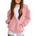thumbnail image 1 of LTTVQM Girls Zip Up Fall Hoodies Teen Fleece Casual Full-Zip Sweatshirts Jackets Trendy Long Sleeve Hoodie Soft Clothes with Pockets Pink 7-8 Years, 1 of 4