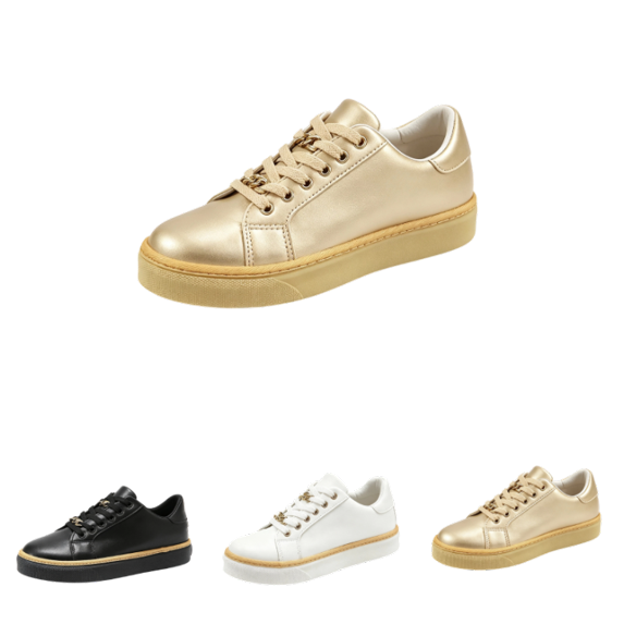 LTTVQM Glitter Shoes for Women Thick Platform Sparkly Lace Up Non Slip Fashion Sneakers Casual Outdoor Comfort Walking Shoes Gold 43(US-10)