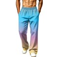thumbnail image 1 of LTTVQM Gradient Print Wide Leg Sweat Pants Dark Fade Pattern Elastic Drawstring Waist Loose Fit Mens Outdoor Athletic Full Length Trousers Light Blue 3XL, 1 of 7