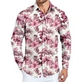 thumbnail image 1 of LTTVQM Hawaiian Shirt for Men Casual Long Sleeve Button Down Shirts Holiday Collared Tee Summer Fashion Clothing Navy L, 1 of 4
