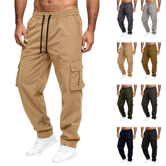 LTTVQM Hiking Pants Men Stretchy Ripstop Drawstring Waist Lightweight Outdoor Fishing Cargo Pants with Pockets Athletic Casual Business Work Work Pants
