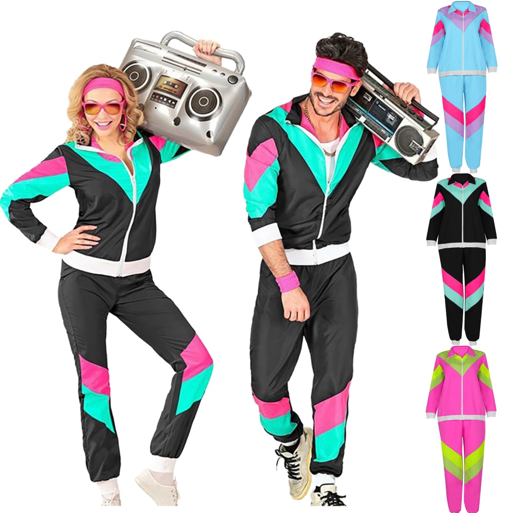 LTTVQM Hippie Clothes for Women 80s Track Suits for Men Women Retro Tracksuit Jacket 90s Hip Hop Kit Shell Suit Party Dress Windbreaker Walmart