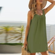 LTTVQM Holiday Dresses for Women Summer Dresses Solid Color Beach Dresses Plus Size Swimsuit Coverup Army Green XXL