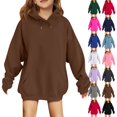 thumbnail image 1 of LTTVQM Hoodies for Girls Fall Fashion 2026 Trendy Pullover Hooded Sweatshirts with Pocket Long Sleeve Cute Hoodie Clothes Brown 3-14 Years, 1 of 6