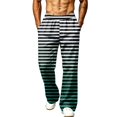 thumbnail image 1 of LTTVQM Horizontal Striped Wide Leg Lounge Pants Leisure Horizontal Line Stripe Lightweight Wrinkle Resistant Fabric Mens Everyday Walking Full Length Pants Navy 2XL, 1 of 7