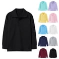 thumbnail image 1 of LTTVQM Junior Girls Polo Uniform Shirts School Long Sleeve Top Casual Button Down Tennis T-Shirts 2026 New with Collar Polo Shirts Comfy Blouse Black 10-12 Years, 1 of 2