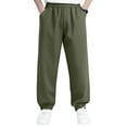 thumbnail image 1 of LTTVQM Kids Boys Athletic Sweatpants Elastic Waist Sport Joggers Pants with Pocket Casual Lightweight Active Running Pants Size 9-10 Years, Army Green, 1 of 3