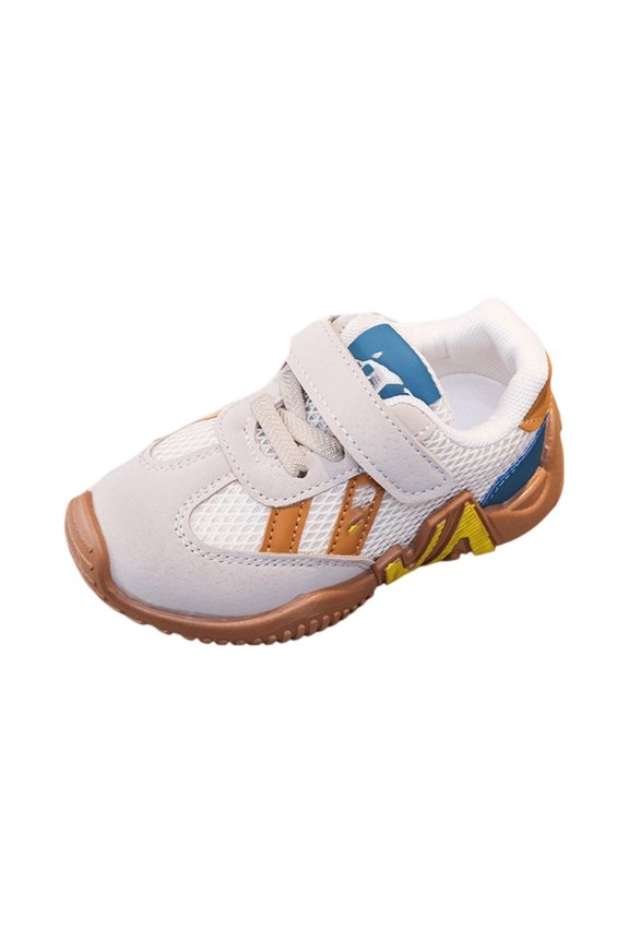 Kids Tennis Shoes Mesh Casual Adjustable Snap Lace-Up Soft Non-Slip Sneakers Breathable Lightweight Lace Up Gym Footwear Yellow 10 Toddlerr