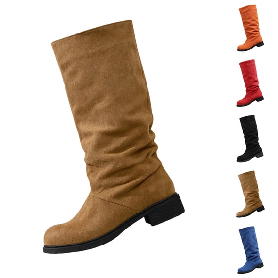 LTTVQM Knee High Boots for Women Comfortable Platform Chunky Heel Round Toe Riding Boots Pull-On Slouchy Casual Fashion Outdoor Walking Boots