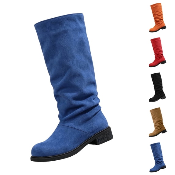 LTTVQM Knee High Boots for Women Comfortable Platform Chunky Heel Round Toe Riding Boots Pull-On Slouchy Casual Fashion Outdoor Walking Boots